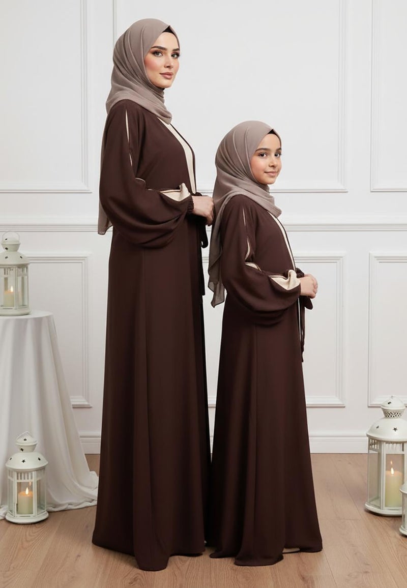 NUKHBAA Luxurious Lulu Mother & Daughter Matching Abaya Set-641MD  (Dresses are sold individually. To create a matching mom and daughter set, please purchase two items in different sizes) - Image 1